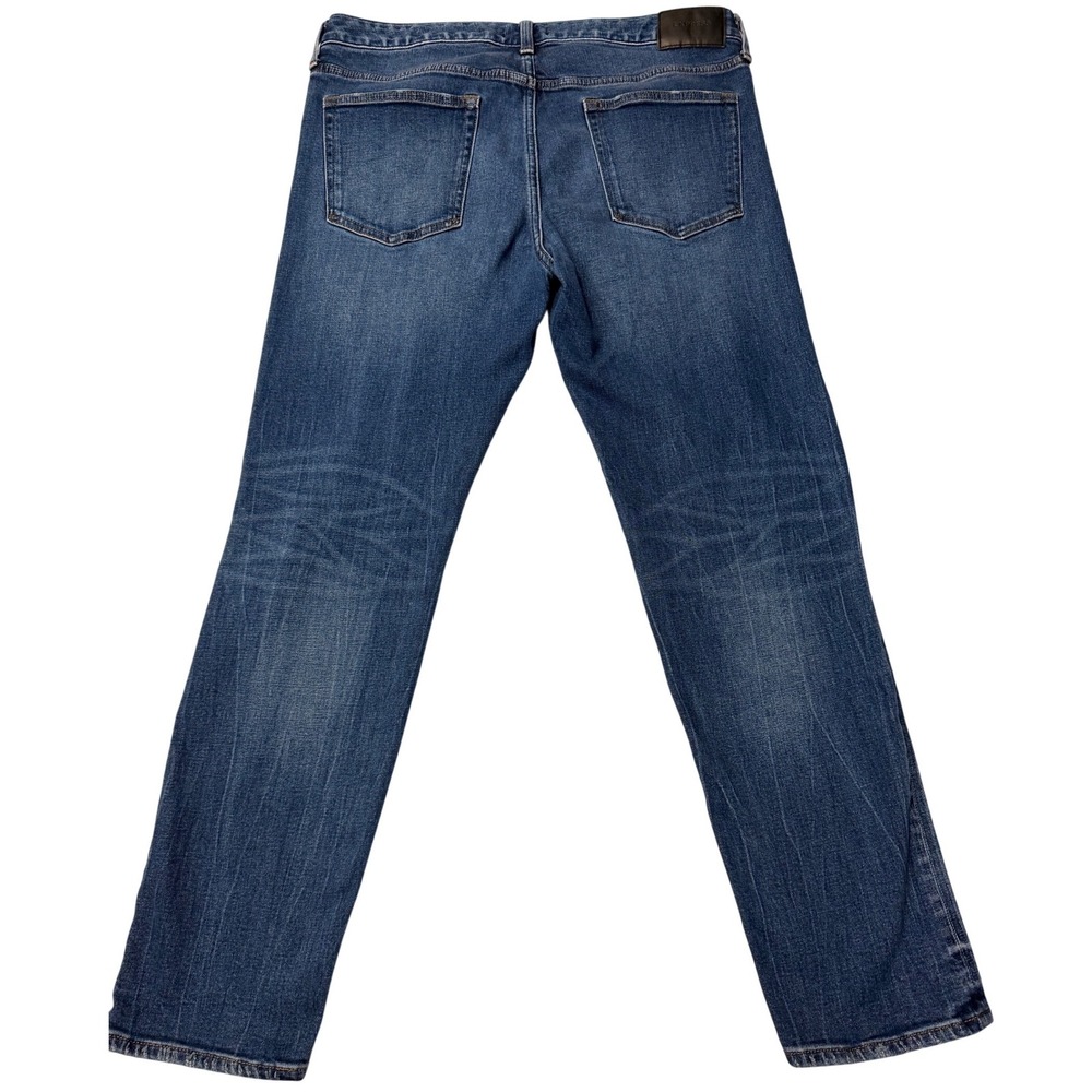 EXPRESS Slim Straight Men‎ Jeans Dark Wash Distressed Button Fly 36x32 - Picture 4 of 10